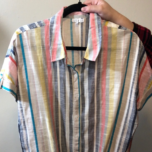 Multi-Color Striped Cotton Blouse - Picture 2 of 3